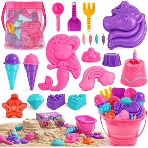 TOY Life 41-Pc Beach Sand Toy Set, Silicone Bucket & Shovels, Ages 3-8 in Saudi Arabia