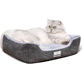 Small Dog & Cat Bed - Extra Soft, Washable, Non-Skid, Calming for Puppy & Kitten, Grey, 20 inches in Kuwait