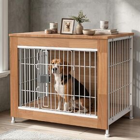 Wooden Dog Crate Furniture 27" for Small to Medium Dogs, Greige in Kuwait