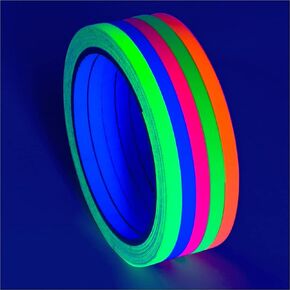 Glow King Blacklight Reactive Glow Tape | Premium UV Fluorescent Neon Party Gift for Events | Multipurpose Luminous Colored Tape for Room Decorations | Glow in The Dark Cloth Tape – 0.5 in x 18 ft in Saudi Arabia