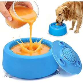 Slow Feeder Dog Bowls for Liquid Treat Dog Lick Bowl with Enrichment Rolling Ball Toy for Bone Broth Yogurt and Liquid and Thick Treat with Suction Cup Base for Small Medium Large Dogs in Kuwait