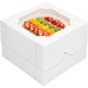 TOMNK 20pcs Cake Boxes 12x12x6 Inch White Bakery Boxes with Window Disposable Cake Caddy Carrier Container for Pie Pastries Cookies Cakes in Saudi Arabia