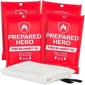 Prepared Hero Extra Large Emergency Fire Blanket - 4 Pack - Extra Large Fire Suppression Blanket for Kitchen, 47" x 71" XL Fire Blanket for Home, Fiberglass Fire Blanket, XL in Kuwait