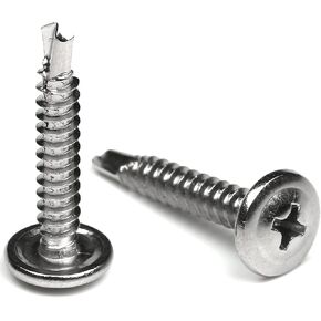100 Pack 410 Stainless Steel Wafer Head Phillips Self Drilling Screws Sheet Metal Tek Screws, Modified Truss Head Self Driller - Size: #8 x 3/4" in Kuwait