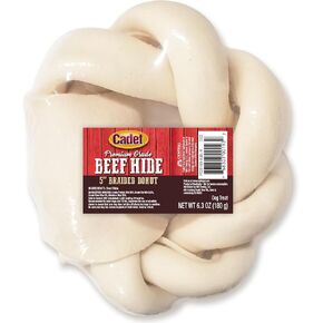 Cadet Premium Grade Beef Hide Braided Donut Dog Chews, 5" in Kuwait