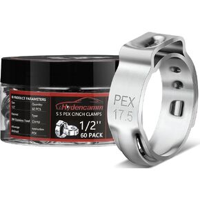 120PCS 5 Sizes PEX Clamps Kit with Plier, 1/2'', 3/4'', 3/8", 5/8'', 1'', Premium 304 Stainless Steel Cinch Crimp Rings, PEX Tool Kit Assortment for PEX Tubing Pipe Fitting Connections By Hydencamm in Saudi Arabia