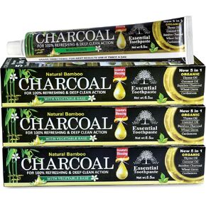 Organic Bamboo Charcoal Toothpaste 100% Natural Teeth Whitening 3 Pack Oral Care - 6.5 oz in Saudi Arabia