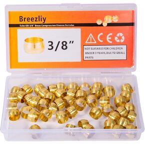 110PCS Tube OD（1/4" 5/16" 3/8" 1/2") Brass Compression Sleeves Ferrules,Brass Compression Fitting Assortment Kit in Saudi Arabia