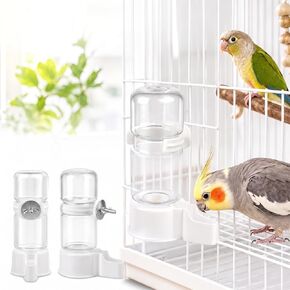 2 Pcs Bird Water Dispenser, 4.73 FL OZ Parrot Water Feeder, White Parrot Waterer for Small Parakeet, Cockatiel. Budgie and Lovebirds in Kuwait