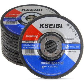 KSEIBI 651006 Grinding Wheels 25-Pack, Aluminum Oxide Discs for Metal & Stainless Steel, 4-1/2" x 1/4" x 7/8", Aggressive Grinding for Angle Grinders, Depressed Center Design in Saudi Arabia
