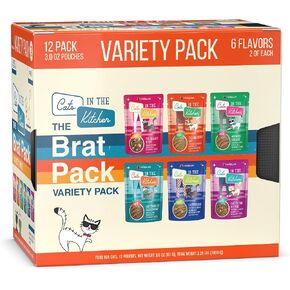 Weruva Cats in the Kitchen Slide N' Serve The Brat Pack Variety Cat Food Pouches 3 Ounce (Pack of 12) in Kuwait