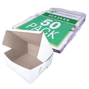 SCT White One-Piece Non-Window Bakery Boxes, 14 x 14 x 6, White, Paper, 50/Carton in Kuwait