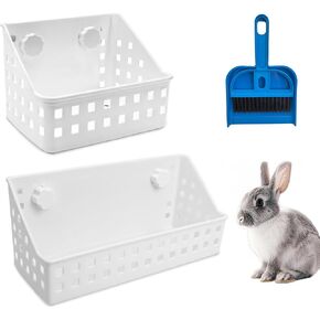 PINVNBY Hay Feeder for Rabbits, Less Wasted Hay Rack Manger, Hanging Guinea Pig Rabbit Hay Holder for Bunny, Chinchilla, Guinea Pig, Plastic Food Bowl Use for Grass & Food (Small Size) in Kuwait