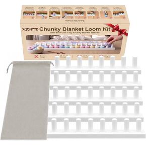 XQQNYYD 72" Chunky Blanket Loom Kit, 5 Sections Fuchsia Chunky Yarn Loom for Blankets, Beginner-Friendly Snap-Together Hand Knitting Frame with Storage Bag in Kuwait