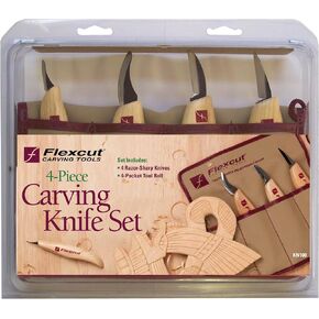 FLEXCUT Wood Carving Tools Set 4 Piece Carving Knife Set KN100, Whittling Knives Include Solid Ash Handle in Kuwait