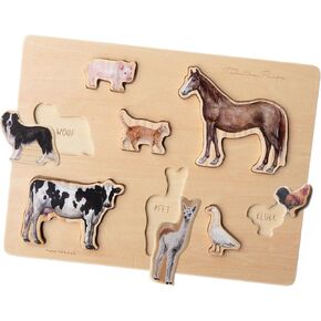 Farm Animals Chunky Wooden Puzzle: A Tabitha Paige Wooden Puzzle for Toddlers 1-3 in Kuwait
