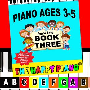 The Happy Piano Toddler Piano Book 1 Kit for Kids Ages 3-5, Beginner Preschool Piano Lessons with Color Coded Piano Keyboard Stickers, Video QR Codes Learn Baby Shark, 3 Mos of Lessons, 16 Easy Songs in Kuwait