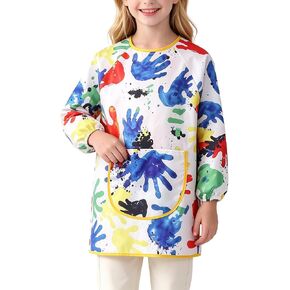 Kids Art Smocks for Ages 3-12, Waterproof Painting Apron with Pocket Long Sleeves in Saudi Arabia