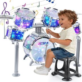 LinseyFun Kids Drum Set for Toddlers Ages 3-5,Light-Up Jazz Toy, 5-7 Years in Kuwait