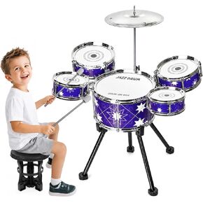 Upgraded Drum Set Toy for Kids Toddler Ages 3-5 Jazz Drum Kit with 5 Drums Musical Percussion Instrument Toys for Boys Girls Gifts in Kuwait