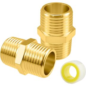 SDTC Tech 2-Pack Brass Pipe Fitting 3/4-Inch NPT Male Thread to 1/2-Inch NPT Male Thread Reducer Adapter Straight Hex Nipple Connectors in Saudi Arabia