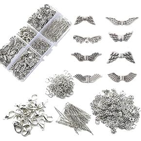 DAHI 200pcs Angel Wing Crafting Set Wing Spacer Beads Wing Beads Metal Bead Caps Pearl Angel for Crafting Accessories with Carabiner Clasp in Saudi Arabia