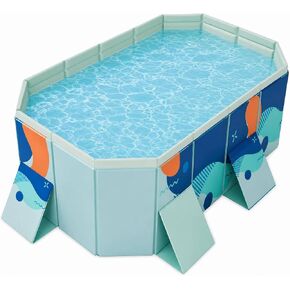 61" Foldable Dog Bath Pool, Non-Inflatable Hexagonal Pet Bath Tub for Medium to Large Dogs, Thickened PVC Collapsible Dog Pool with Drain Hole, Non-Slip Base, Portable Outdoor Wash Station in Kuwait