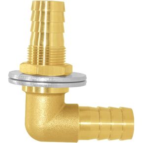 Joywayus 3/8 x 3/8 خرطوم بارب من خلال الاتحاد السداسي للرأس السائب 90 درجة L الزاوية اليمنى الكوع الشائكة النحاس المناسب مع حشية غسالة مسطحة الماء/الوقود/الهواء in Kuwait