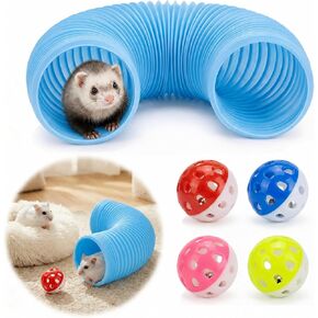 1 Pack Ferret Tubes & Tunnels with 4 Bell Balls, 3.9 in Wide, Pink in Kuwait