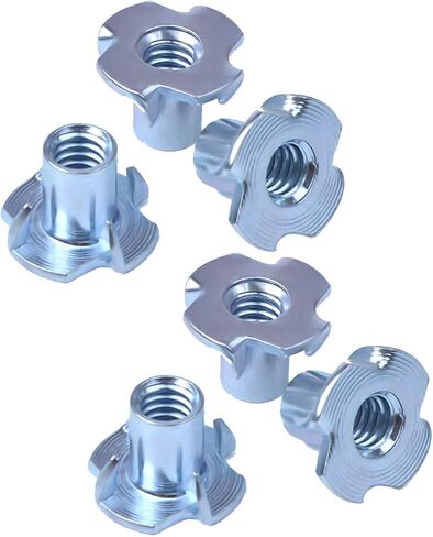 T Nuts 3/8"-16,Hincell 25pcs Zinc Plated Steel T-Nut 4 Pronged Tee Blind Nuts Assortment Kit for Wood, Rock Climbing Holds, Cabinetry, Furniture,etc. in Kuwait