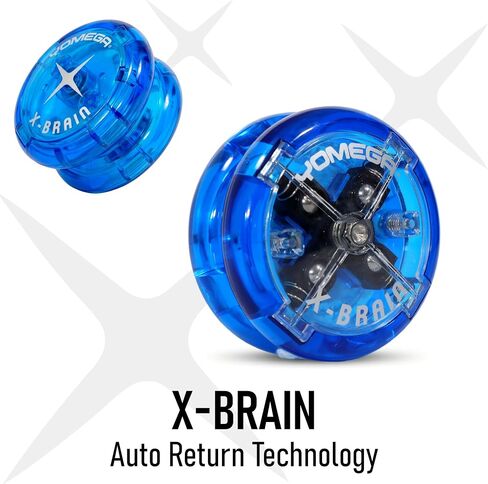 Yomega X-Brain yoyo - Professional Yoyo for Kids and Beginners, 4-Way Auto Return Yo Yo Best for String Tricks + Extra 2 Strings & 3 Month Warranty (Blue) in Saudi Arabia