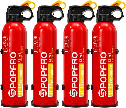 POPFRO Portable Fire Extinguisher | 4-in-1 Small Fire Extinguisher for Home, Garage, Kitchen, Car | For Electric, Textile and Grease Fires | Non-Toxic, Easy Clean | Wall Mount Incl (2PK) in Kuwait