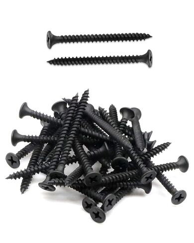 IMScrews 100pcs #8 x 1-1/2" Flat Head Phillips Drywall Screws Fine Thread Sharp Point Wood Screw, Carbon Steel 1022A, Black Phosphate in Kuwait