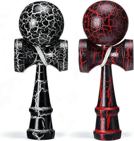 2 Pack Bamboo Kendama Toy with Crack Design, Red,Blue,Black in Kuwait