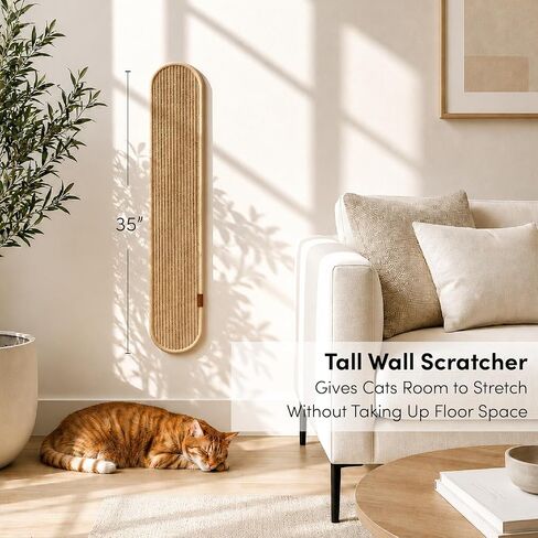 xympo 35" Sisal Cat Scratcher, Natural Sisal, Oval Shape, Wall or Floor Mount in Kuwait