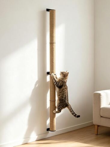 65" Wall Mounted Cat Scratching Post, Adjustable Jute Cat Wall Scratcher in Saudi Arabia
