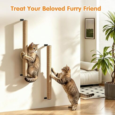 65" Wall Mounted Cat Scratching Post, Adjustable Jute Cat Wall Scratcher in Saudi Arabia