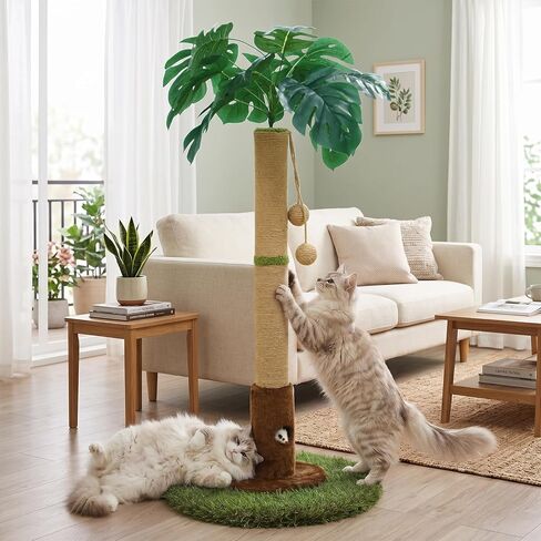 Woochpet 35" inch Cat Scratching Post,sisal cat Scratcher Tree with Leaves in Saudi Arabia