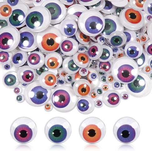 TOAOB 200pcs 3 Sizes Googly Wiggle Eyes with Self Adhesive 4 Styles Round Plastic Craft Sticker Eyes DIY Arts Scrapbooking Accessories in Kuwait