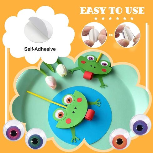 TOAOB 200pcs 3 Sizes Googly Wiggle Eyes with Self Adhesive 4 Styles Round Plastic Craft Sticker Eyes DIY Arts Scrapbooking Accessories in Kuwait