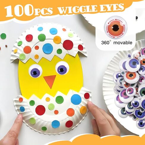 TOAOB 200pcs 3 Sizes Googly Wiggle Eyes with Self Adhesive 4 Styles Round Plastic Craft Sticker Eyes DIY Arts Scrapbooking Accessories in Kuwait