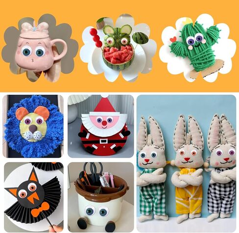 TOAOB 200pcs 3 Sizes Googly Wiggle Eyes with Self Adhesive 4 Styles Round Plastic Craft Sticker Eyes DIY Arts Scrapbooking Accessories in Kuwait