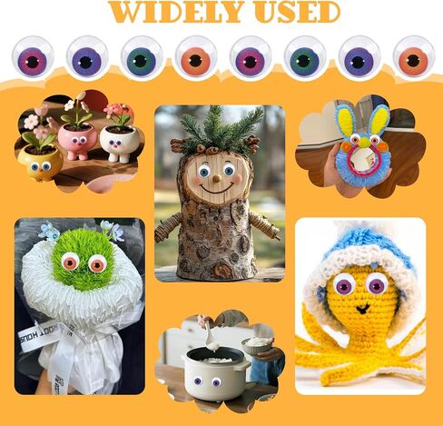TOAOB 200pcs 3 Sizes Googly Wiggle Eyes with Self Adhesive 4 Styles Round Plastic Craft Sticker Eyes DIY Arts Scrapbooking Accessories in Kuwait