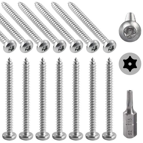 Hilitchi 210 Pcs #6 Stainless Steel Button Head Torx Sheet Metal Screws Silver Security Anti-Theft Tamper Proof Screws Assortment Kit with Screwdriver Bit T15 (#6 x 1/2" ~ #6 x 1-1/2") in Kuwait