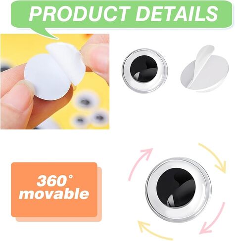 TOAOB 100pcs Googly Wiggle Eyes with Self Adhesive Round Sticker Eyes in Kuwait
