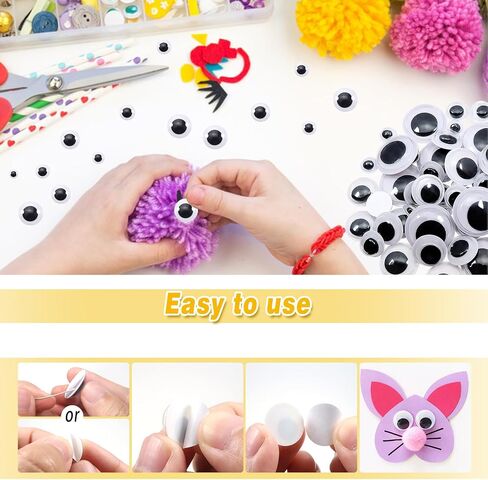 TOAOB 100pcs Googly Wiggle Eyes with Self Adhesive Round Sticker Eyes in Kuwait