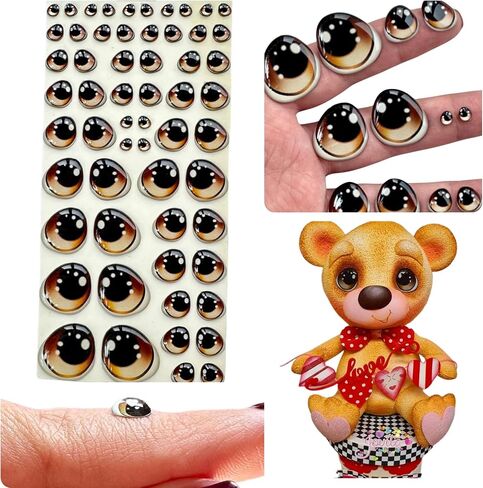 Googly Eyes Self Adhesive, Brown 3D Resin 58 Pcs Cold Porcelain Doll Crafts in Kuwait