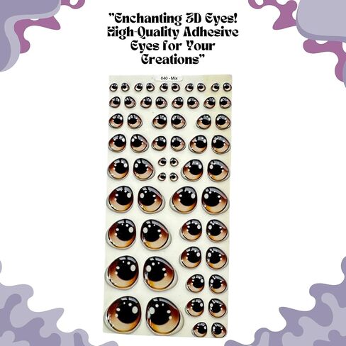 Googly Eyes Self Adhesive, Brown 3D Resin 58 Pcs Cold Porcelain Doll Crafts in Kuwait