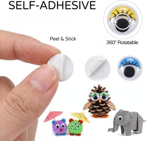100 Pcs Round Wiggly Eyes for Crafts, Self Adhesive Googly Eyes with Eyelashes 10mm and 15mm Assorted Colors Plastic Eye for Crafts Scrapbooking Decoration in Kuwait