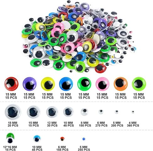 Googly Eyes Self Adhesive, 1680 Pcs Multi-Color Assorted Sizes for Crafts in Kuwait